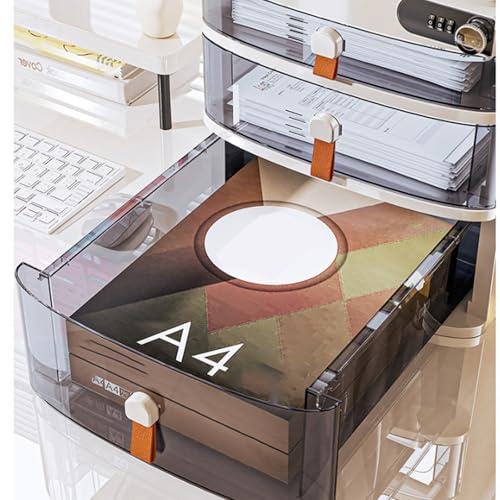 Sicherer Passwort-Lock-Datei-Kabinett 5-Schicht-Plastik-Plastik-Platten-Organizer mit Schublade für A4-Dokumente Zubehör Private Storage Home Office Vertrauliche sichere Ablagebox Portable Mobile