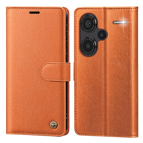Coque Redmi Note 13 Pro Plus 5G cuir orange protégeant vos cartes bancaires du piratage