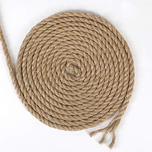 Tenn Well 8mm Jute Rope, 50 Feet Heavy Duty and Thick Twine Rope for Crafts, Gardening, Cat Scratching Post, Home Decor