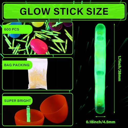 600 Pcs Fishing Glow Sticks Bulk for Bobbers 1.5 Inch Mini Glow Sticks Night Fishing Glow Stick Rod Tip Glow Sticks Underwater Light Stick for Rave Easter Halloween Christmas New Year Party Decor