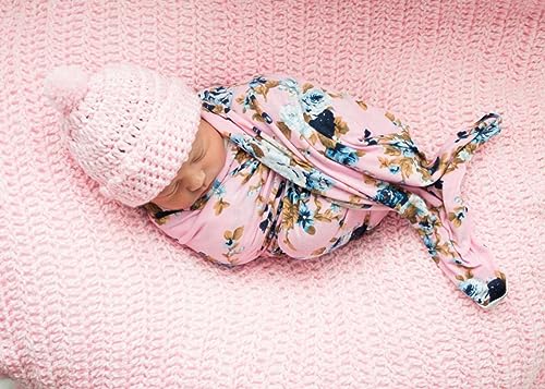 Image of AQOKKA Baby Swaddle Blankets with Bow Hat Headband Set Infant Receiving Blankets Swaddles for Newborns Unisex Toddler Swaddle Wrap Sets for Baby Girls Boys Nursery Warm Shower Gift