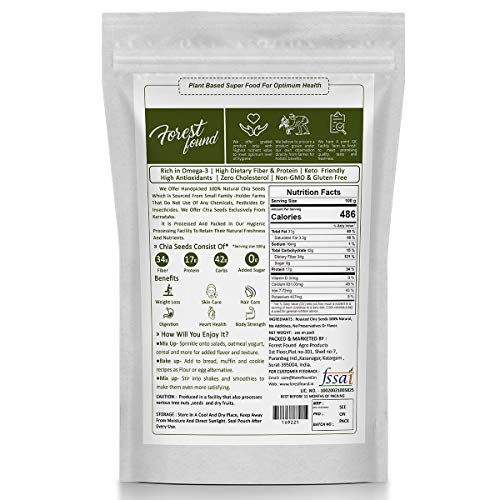 Image of Forest Found Roasted Chia Seeds For Weight Loss | Rich In Omega-3,Fiber,Calcium | Gluten Free (400 gram)