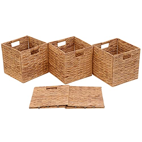 Jgjcyo9 Storage Baskets Wicker Cube Baskets Foldable Handwoven Water Hyacinth Laundry Organizer,Set Of 4 Pcs Baskets-11X11X11Inch #TOP5