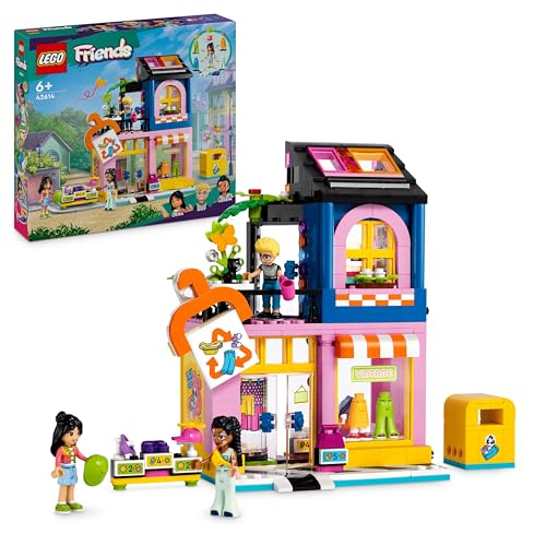 LEGO 42614 Friends Tienda de Ropa Vintage, Modelo con Minimu�ecas Olly, Liann y Jordin y una Figura de Gato
