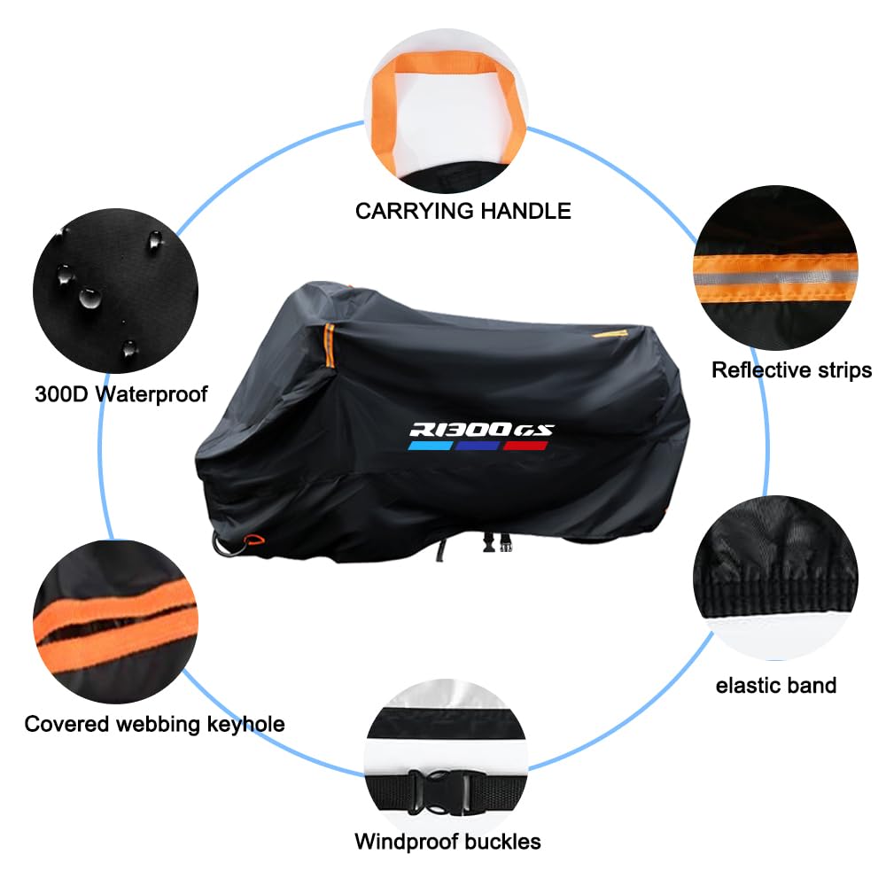 Copertura per moto impermeabile per uso esterno tutto il anno antipolvere protettiva UV copertura per scooter moto per R1300GS R 1300GS R 1300 GS(295cm*110cm*140cm)