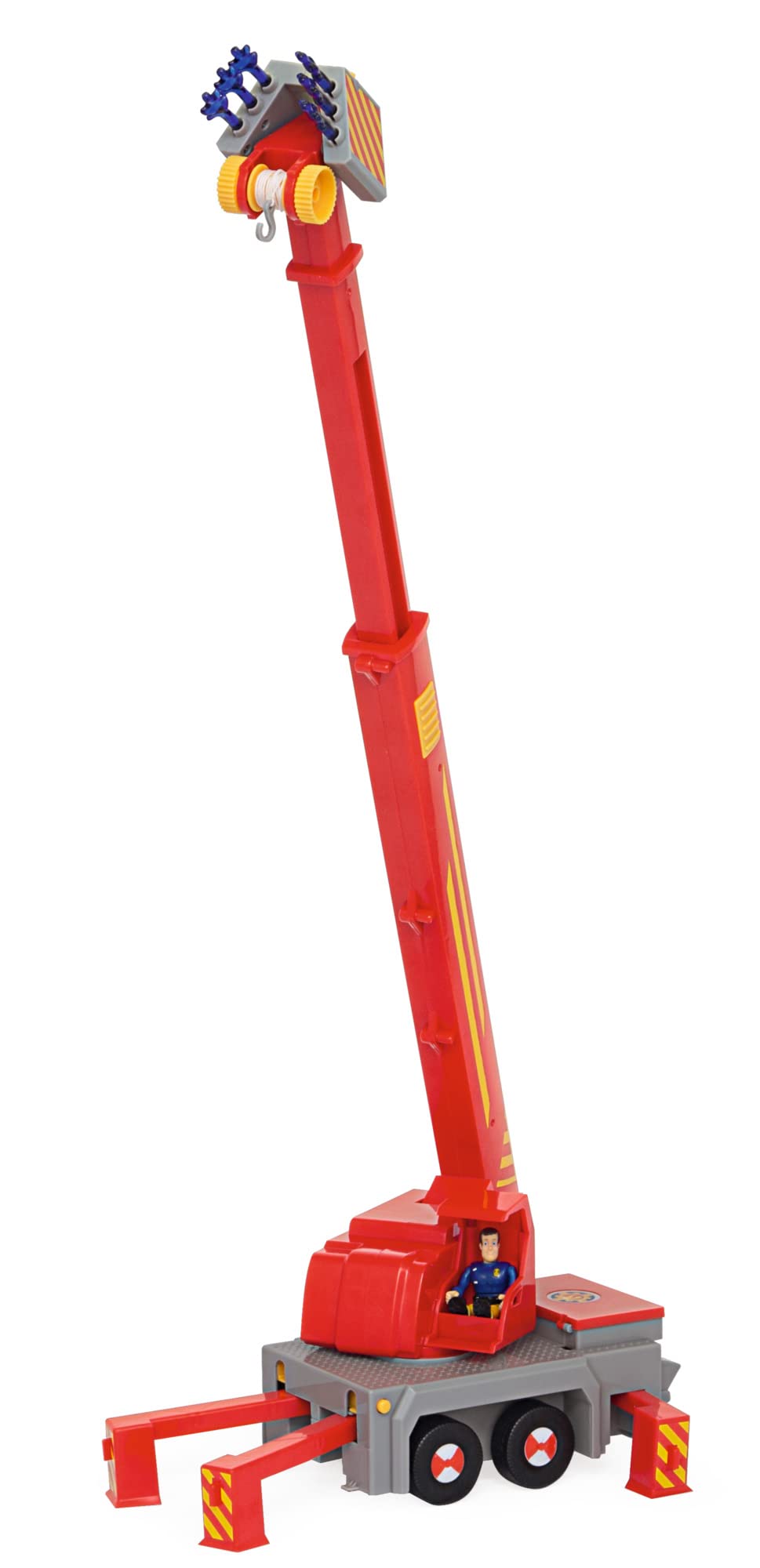 Simba 109252517 - Feuerwehrmann Sam Spielzeug-Kran (50 cm) - 2-in-1 Rettungs-Fahrzeug (Auto & Kran) für Kinder ab 3 Jahren, mit Seilwinde, Figur, Licht & Sound (inkl. Batterien)