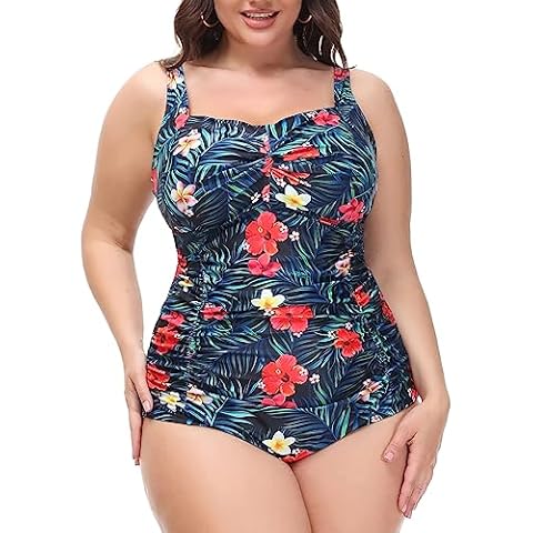 Hanna Nikole Plus Size Monokinis with Tummy Control Cover