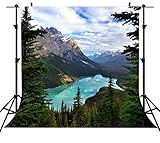 ST 6X6FT Blue Sky and White Clouds Photography Backdrop Green Mountain and Forest with Lake Background for Personal Party Backdrop or YouTube Background Props ST660161