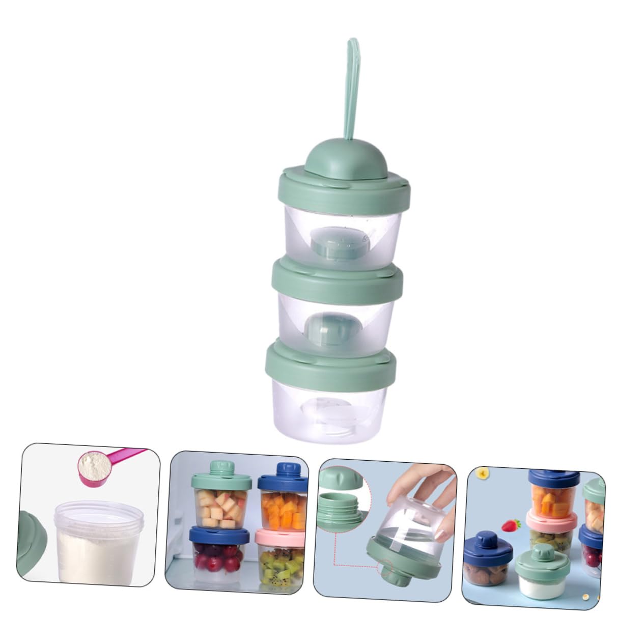 Abaodam 1Pc Portable Formula Dispenser Food Storage Container for Milk Powder Sealed and 120ml Capacity Green