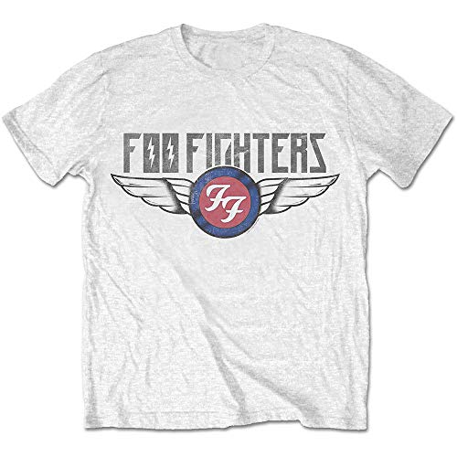 Rock Off White Foo Fighters Dave Grohl Logo Officiel T-Shirt Hommes Unisexe - Les Beatles, Paul McCartney, John Lennon, RIngo Starr, George Harrison Rock Off White Foo Fighters Dave Grohl Logo Officiel T-Shirt Hommes Unisexe
