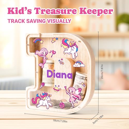 Image of Personalized Letter Piggy Bank for Kids Girls