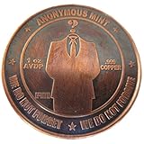 Jig Pro Shop Bitcoin 1 oz .999 Pure Copper Round/Challenge Coin (The Faceless Man - Anonymous w/Black Patina)