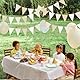 FLEXNOVA 12M Wimpelkette Outdoor Wetterfest, Girlande Beige Boho Deko Outdoor Wimpelgirlande Wimpelkette Leinenstoff 36 Wimpeln für Hochzeit Geburtstag Babyparty Baby Shower Gartenparty Kinderzimmer