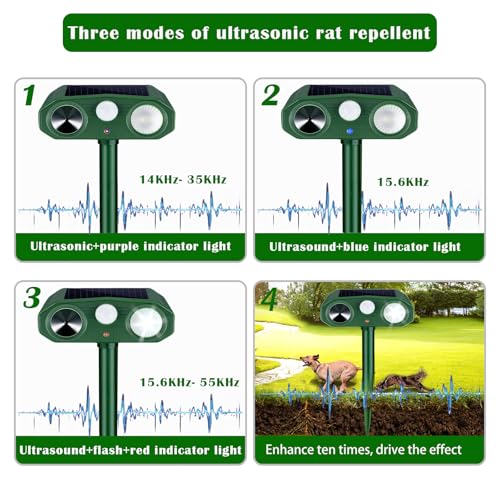 Katzenschreck Ultraschall, Solar Tiervertreiber Katzenvertreiber 3 Modi, Ultraschall Tierabwehr Hundeschreck Wasserdicht mit Bewegungssensor und Blinklicht für Garten Katzen, Hunde, Wildtiere
