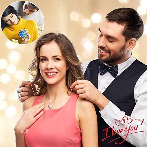 BUKEQILA Damen Mädchen Kette Foto Herz Medaillon 2 Foto Bilder Amulett Edelstahl Anhänger Fotoanhänger Halskette Super Geschenk für Paar Pärchen Geliebte Mutter Tochter