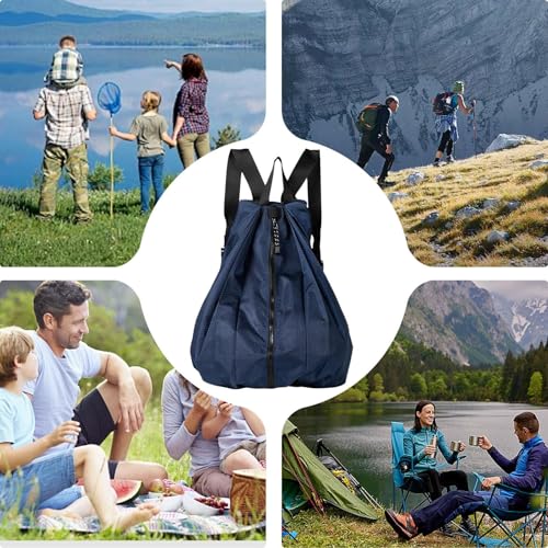Mochila packable azul ideal para excursiones de fin de semana y camping 4