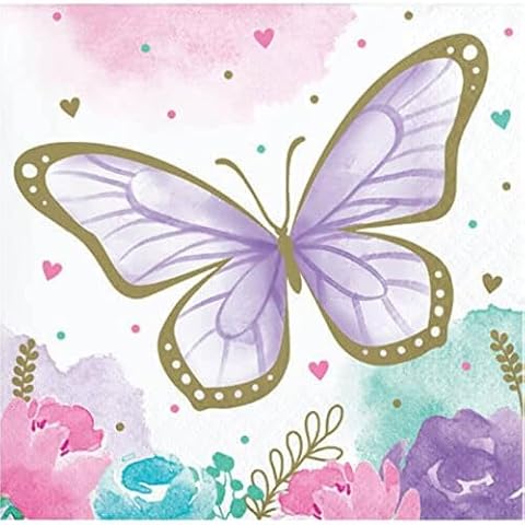 Creative Converting Butterfly Beverage Napkins, Pack of 16 Cover