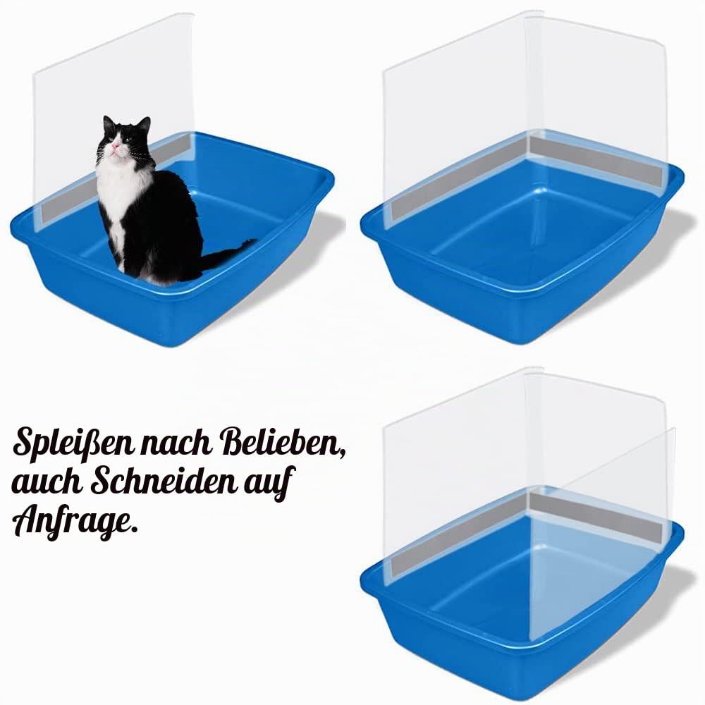 Katzentoiletten Spritzschutz, 3 Stück – Hohe Seitenwände aus PVC, Selbstklebender Katzentoiletten-Schild mit Klettband, Hält Streu und Urinspritzer in der Toilette (Katzentoilette Nicht enthalten)