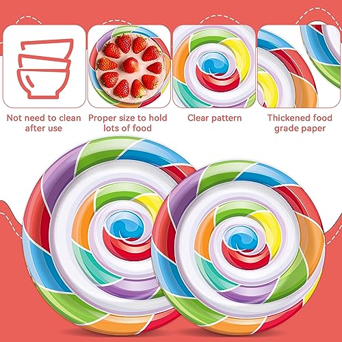Image of 96pcs Candy World Party Supplies for 24 Guests Sweet Candy Tableware Set Lollipop Plates Napkins Dinnerware Table Decorations for Birthday Pink Donut Party Favors