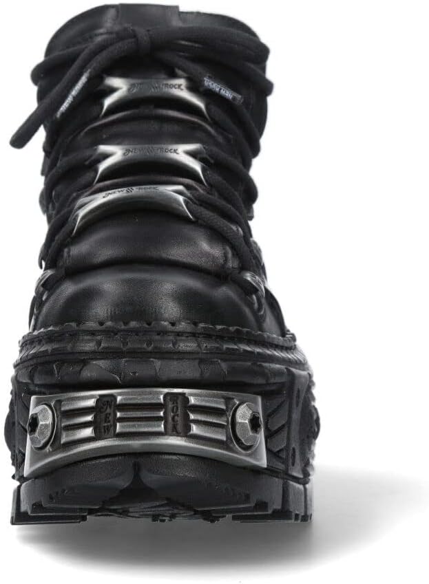New Rock Boots WALL106-S10 Mens Metallic Black Leather Platform Gothic Boots image 4