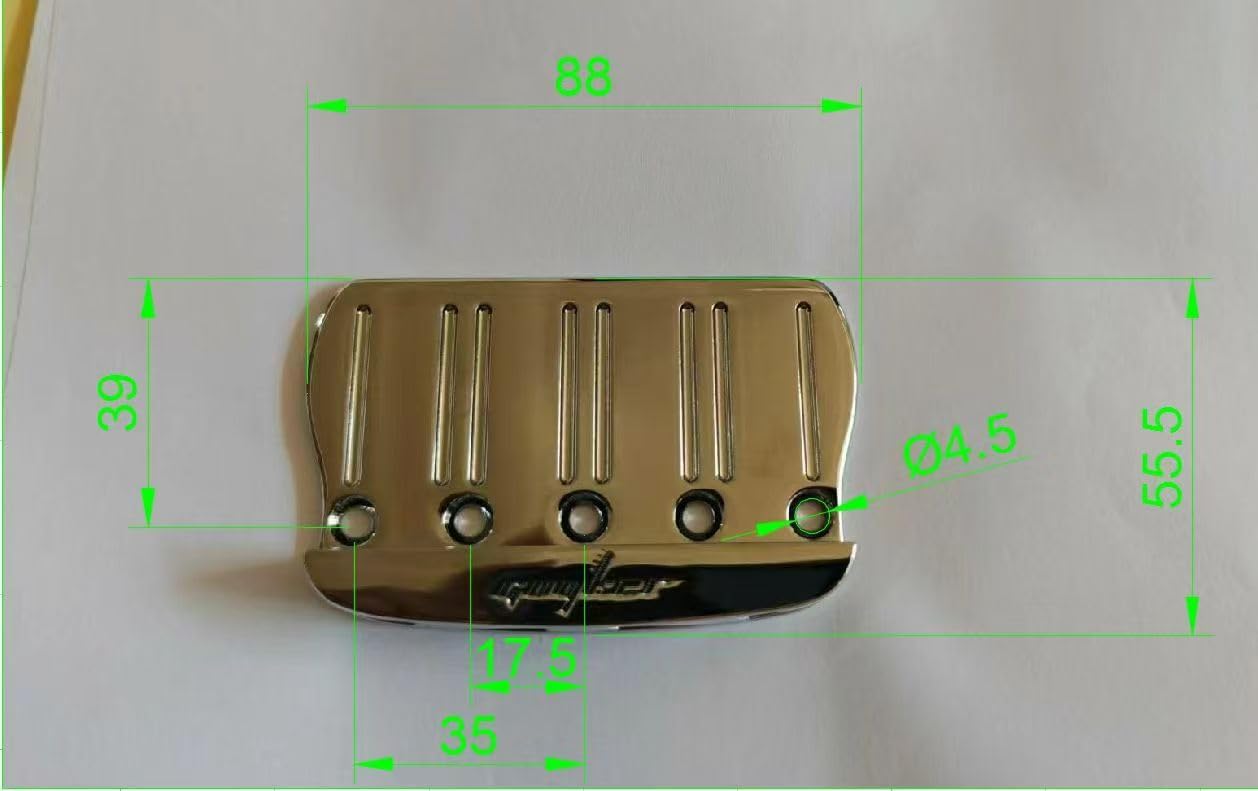Guyker 4 String Hardtail Bass Bridge String Spacing 17.5mm, Bass Bridge Assemble with Brass Saddle (Chrome, GB408)