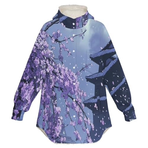 Blouson sweats à capuche hiver chaud de style artistique violet - 4