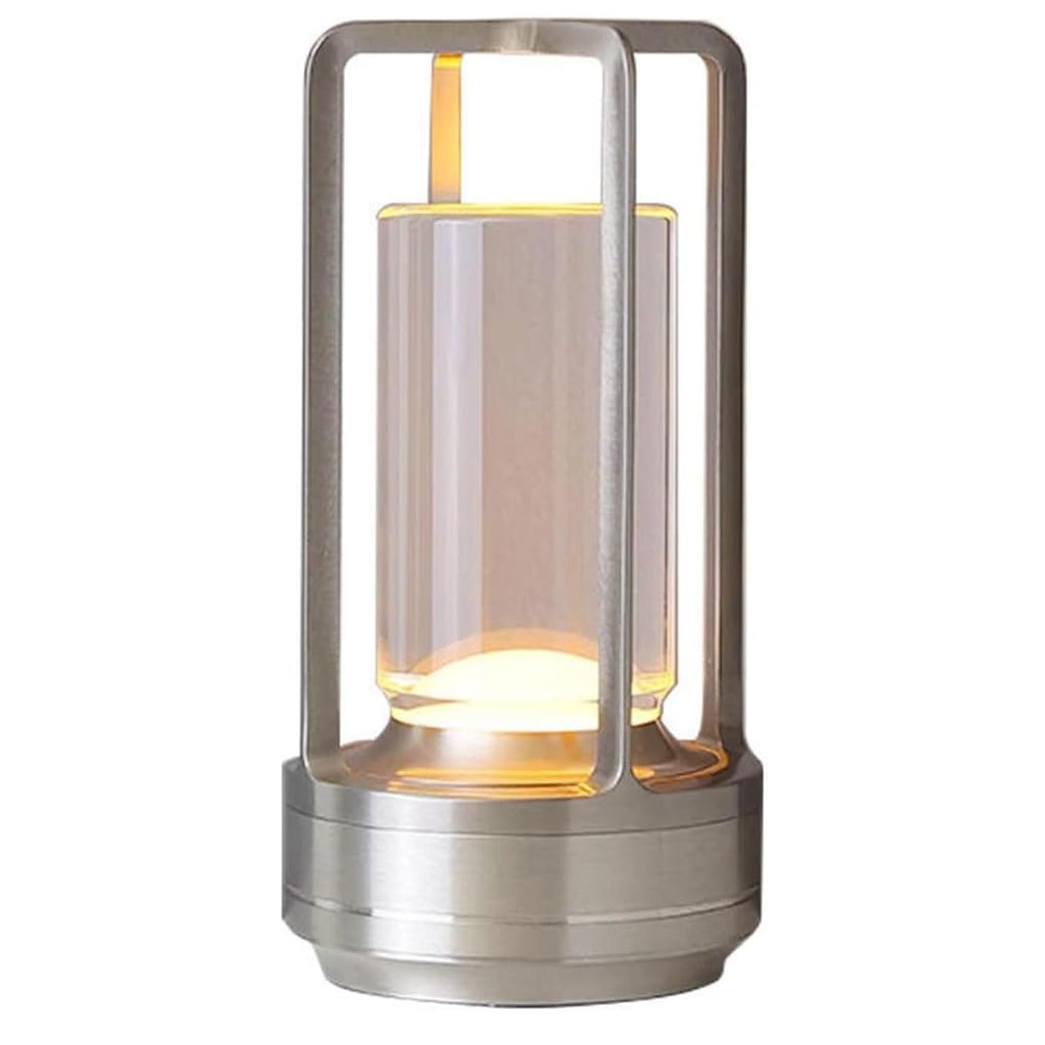 UATARU Crystal Lantern Table Lamp, 3 Colors Dimmable USB Rechargeable LED Lights Indoor Lighting Touch Control Mood Light Night Light (Silver)