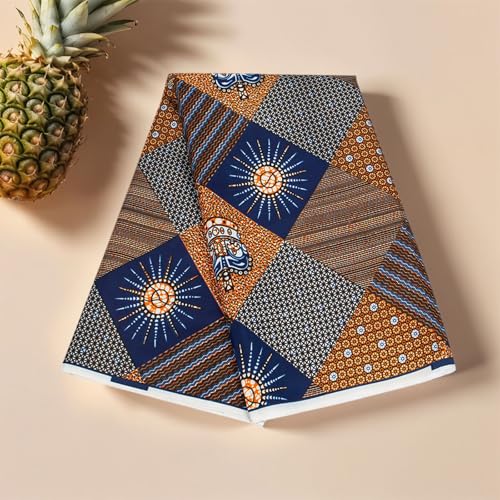 Tissu africain imprimé géométrique polyester ciré 2,9m pour patchwork et coussins - 4