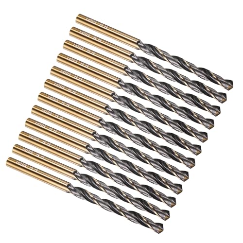 PATIKIL 5.5mm Drill Bit, Jobber Straight Shank M2 High-Speed Steel 118° Nitriding Black and Gold Finish for Stainless Steel Hard Metal - 12 Pack
