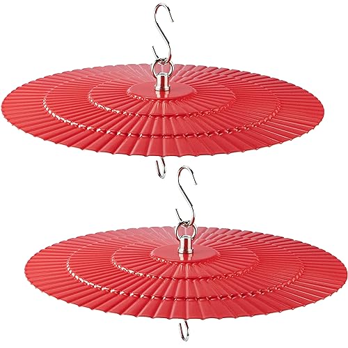 11.2' Metal Bird Feeder Rain Guard 2 Pack, Red Dome Shield Cover Umbrella Shade for Hummingbird Oriole Feeder, Squirrel Baffles for Bird Feeders