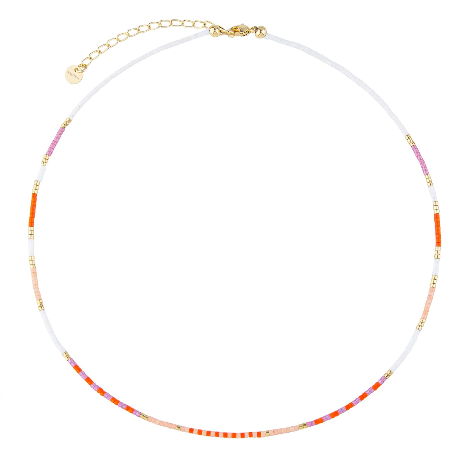 KELITCH Damen Farbige Perlen Halsketten Kette Stapelbare Choker Halsketten Handgefertigter Schmuck