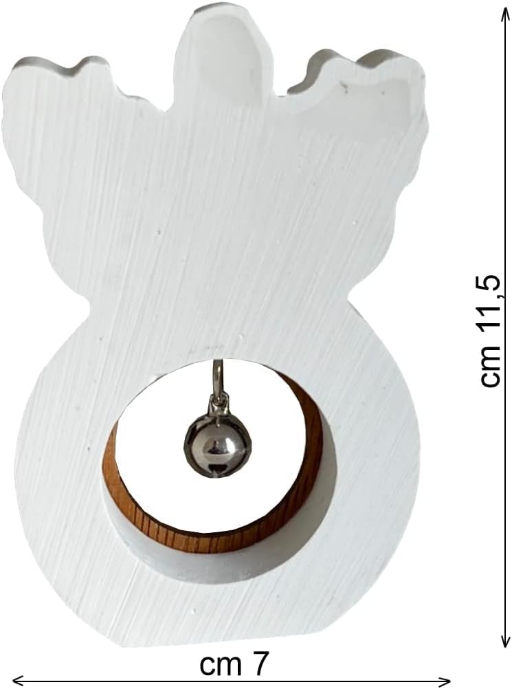 Regalami.Shop Set 4 bomboniere Angelo in Marmo di Carrara e Legno cm 11,5x7 comleto di Tutto (4 Pezzi fam)