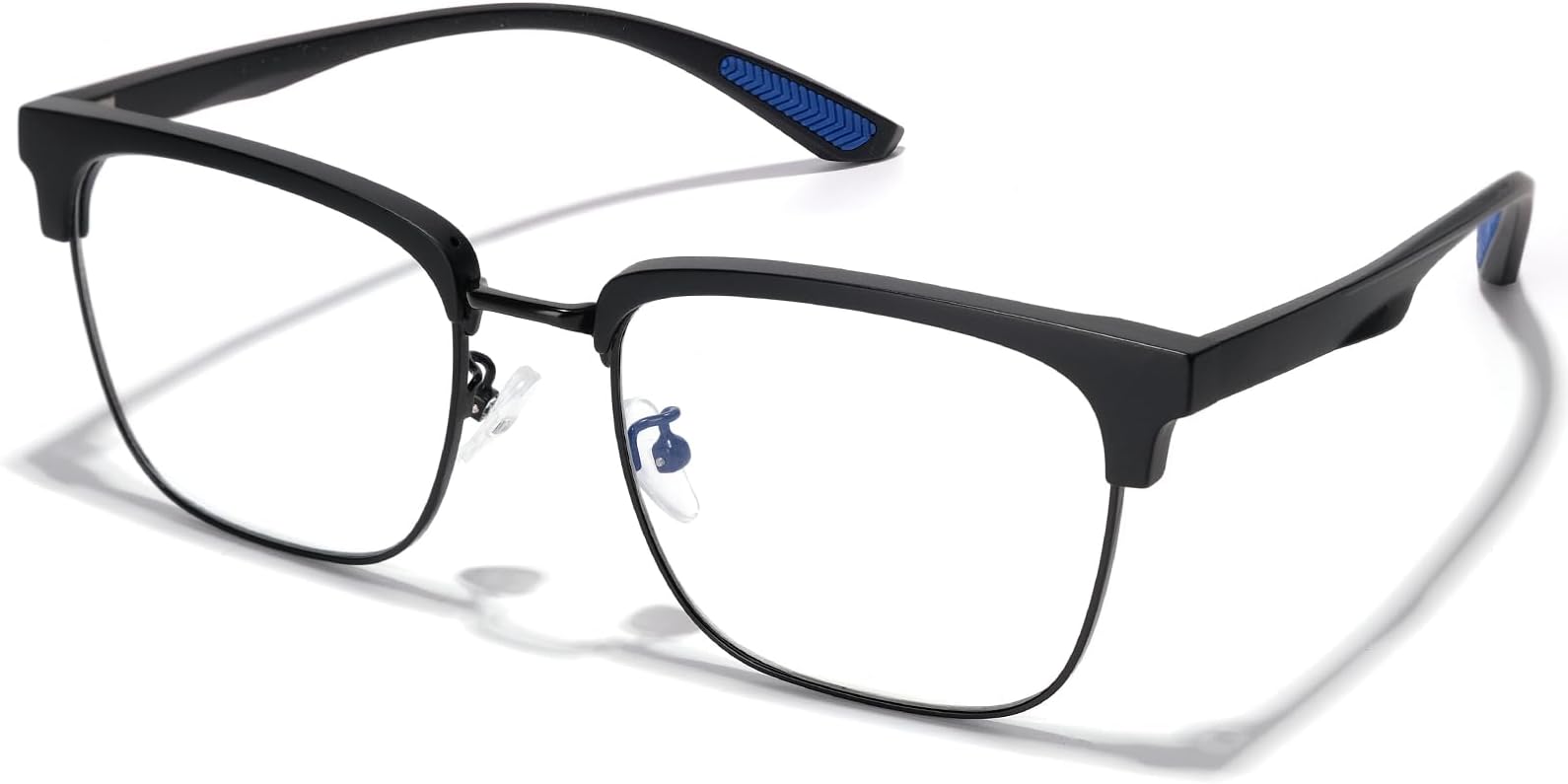 ZanyLen Blue Light Glasses Men Rectangle Large Browline Computer Gaming Glasses