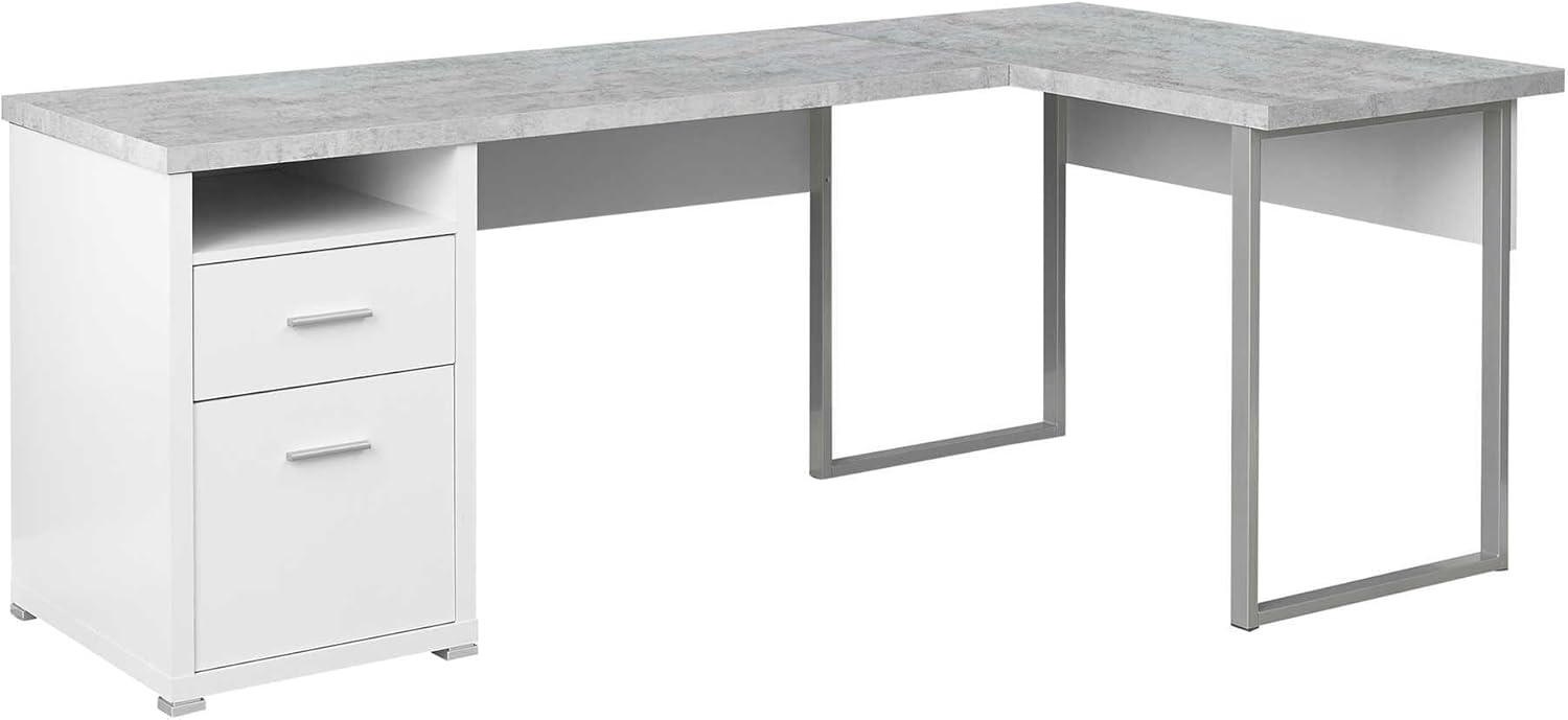 Monarch Specialties Computer Desk Left or Right Facing White / Cement-Look 80"L