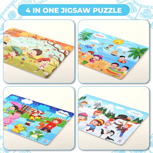 Ratna's 4 in 1 Indian Seasons Jigsaw Puzzle for Kids. 4 Jigsaw Puzzles 35 Pieces Each