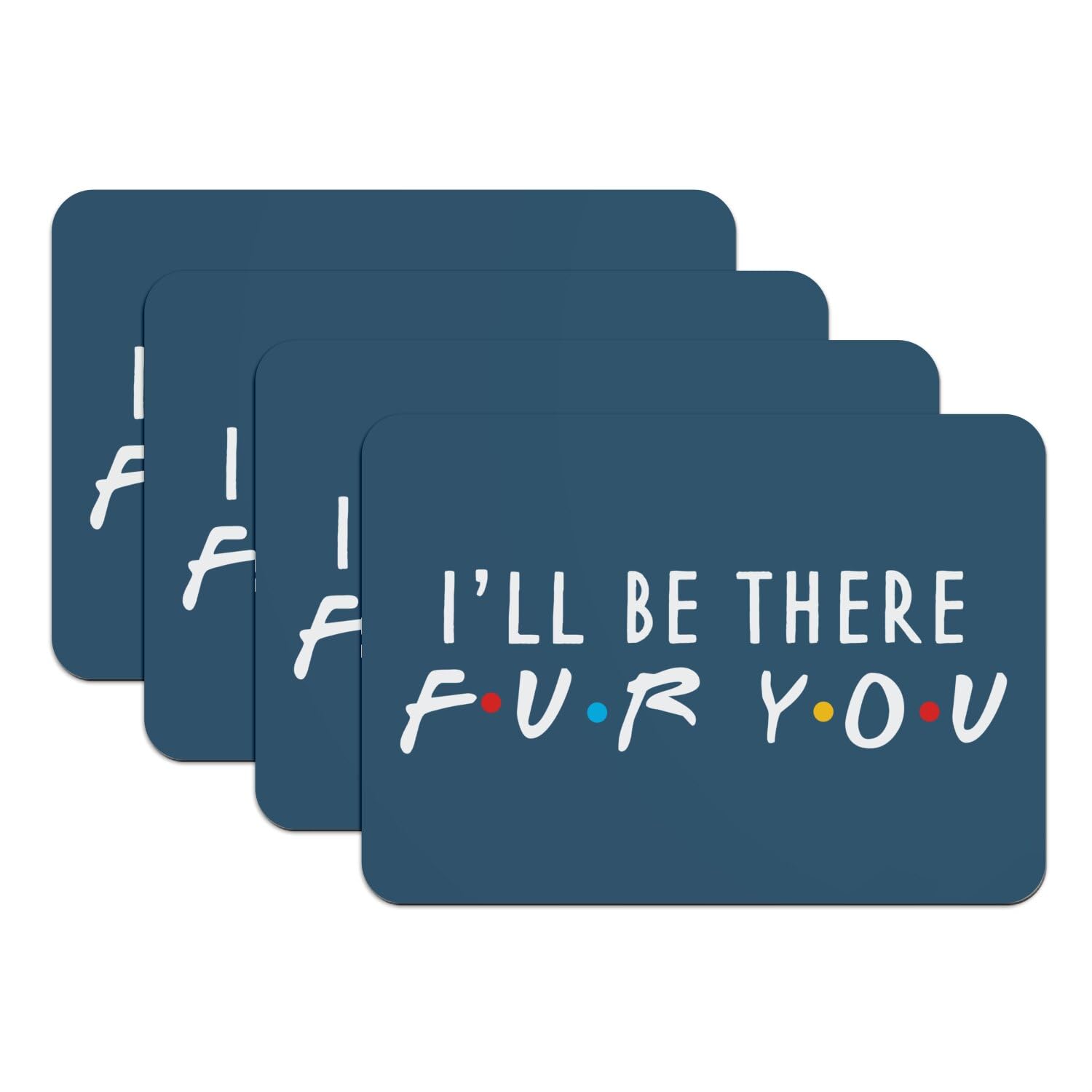 Sets de table bleu antidérapants grand format motif humour chat chien lot de 4