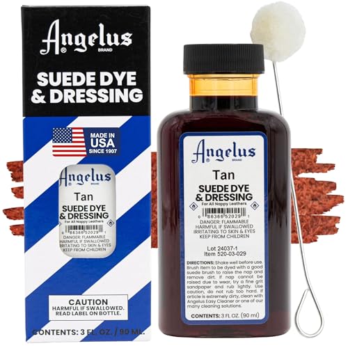 Angelus Suede Dye - Tan - 3 oz Premium Liquid Dye for Suede, Nubuck, and Nappy Leather