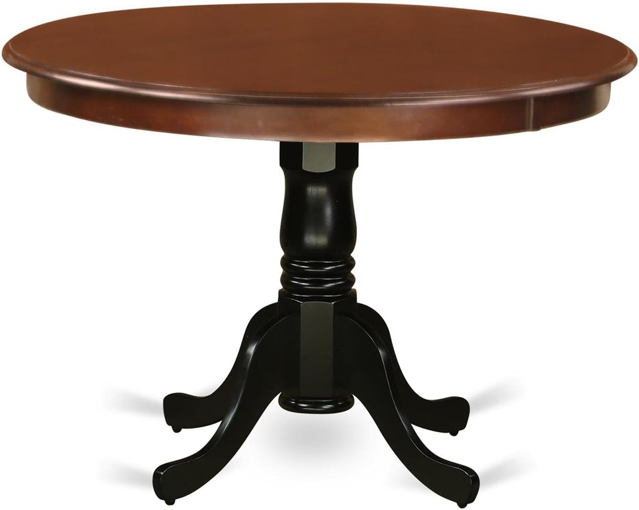 East West Furniture HLT-MBK-TP Hartland Dining Room Table - a Round Kitchen Table Top with Pedestal Base, 42x42 Inch, Mahogany & Black