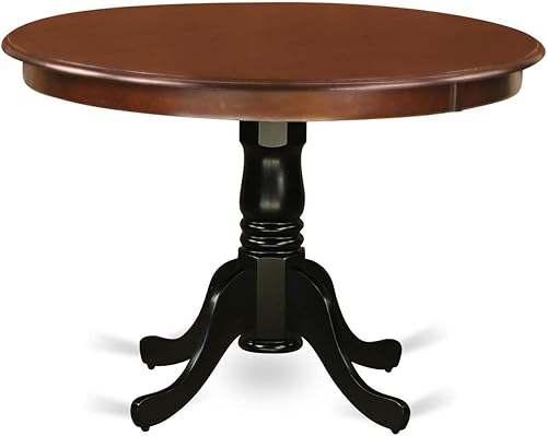 East West Furniture HLT-MBK-TP Hartland - Mesa de comedor redonda con base de pedestal, 42 x 42 pulgadas, caoba y negro