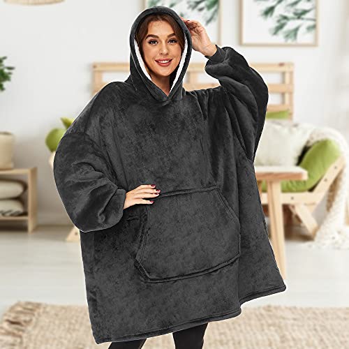 Gentlewarm übergroße Hoodie Sweatshirt mit Kapuze, Tragbare Decken Super Weich und bequem Flanell Oversized Hoodie Decke OneSize für Damen, Teenager mädchen