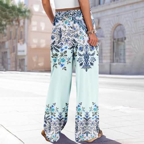 Wide Leg Loung Pants for Women Lightweight Bohemian Print Baggy Summer Pants Loose Fit Fashion Trousers4