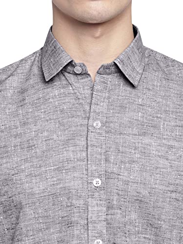 Image of GHPC Cotton Linen Plain Solid Half Sleeves Regular Fit Formal Shirt for Men