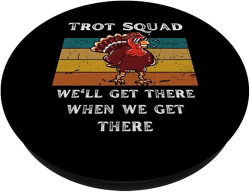 Miniatura 2 de Funny Thanksgiving Turkey Trot Squad Retro Sunset PopSockets Standard PopGrip