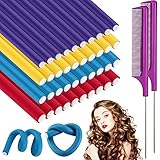 40 Pieces Flexible Curling Rods Twist Foam Hair Rollers Soft Foam No Heat Hair Rods Rollers and 2...