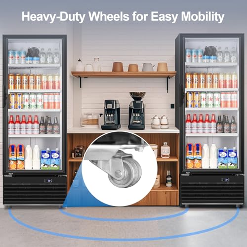 Image of Tylza Glass Door Beverage Display Refrigerator 350L 590 Can Black | Fast cool, low noise, self-closing door, glass door, for store /office