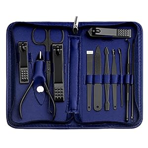 Tumkun Nail Kit, Manicure Kit, Nail Care Kit For Men, Manicure Pedicure Set, Nail Clippers Toenail Clippers Kit, Professional Manicure Kit Pedicure Kit, Blue Travel Case, Set of 12.