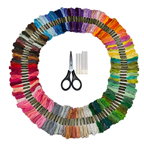 Bulk Rainbow Pack Embroidery Floss - 125 Skeins - Variegated Colors- Embroidery Kit - Friendship Bracelet Thread - Cross Stitch Floss - Craft String + Free Scissors and Embroidery Needles Bulk Rainbow Pack Embroidery Floss - 125 Skeins - Variegated Colors- Embroidery Kit - Friendship Bracelet Thread - Cross Stitch Floss - Craft String + Free Scissors and Embroidery Needles