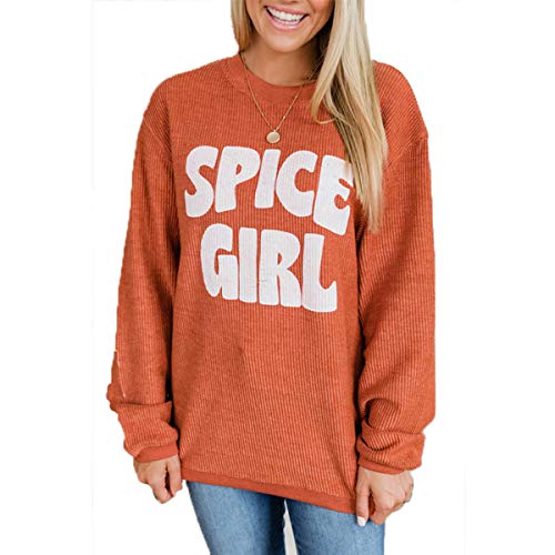 Yemocile - Sudadera de manga corta para mujer, diseño de letras y letras de Halloween, ajuste holgado Naranja naranja M