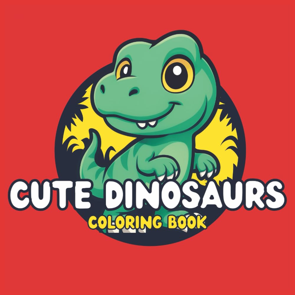 The Big Square Cute Dinosaurs Coloring Book: 50 Adorable Prehistoric Friends for Toddlers and Kids | Simple & Cute Dinosaur Illustrations | Large 8.5 ... (The Big Square Coloring Book Collection)