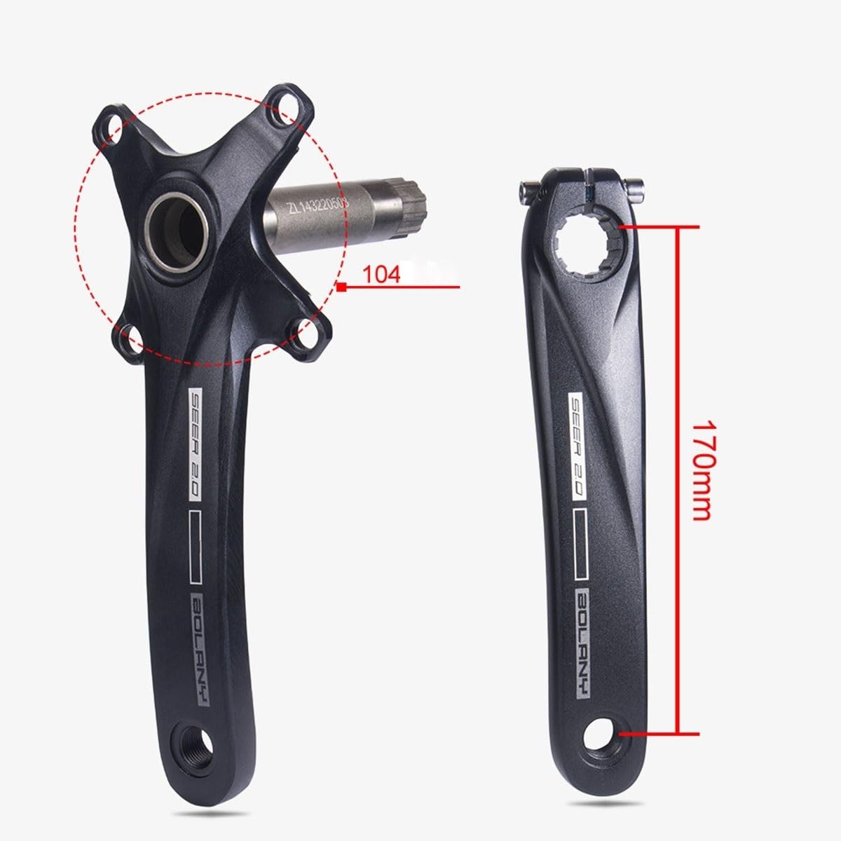 Juego de bielas huecas integradas MTB de 170 mm, juego de bielas de aleación de aluminio, juego de bielas redondas individuales con plato ancho estrecho 34/36T